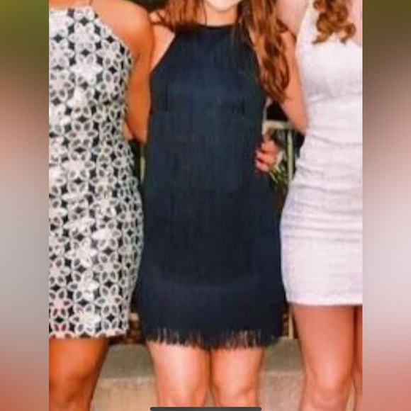 Black Pretty Little Thing Fringe Dress - Picture 1 of 2